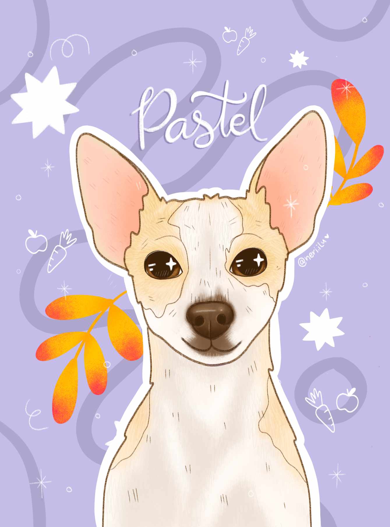Ilustración de Pastel sobre fondo lila