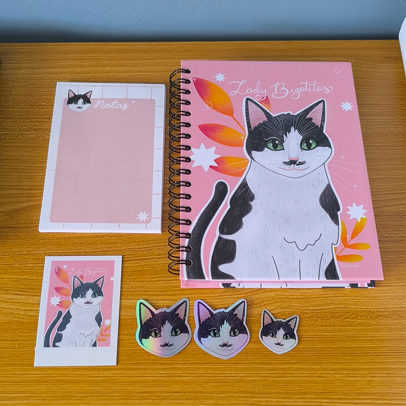 Kit 01: Libreta + block de notas + Imán tipo polaroid + stikers